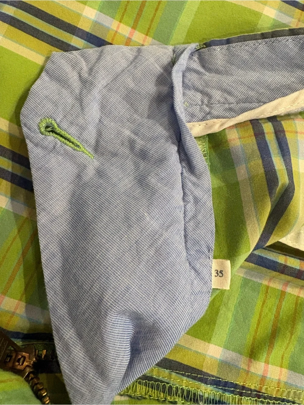 J.Crew Men’s Madras Plaid Cotton Shorts Green Blue Size 35